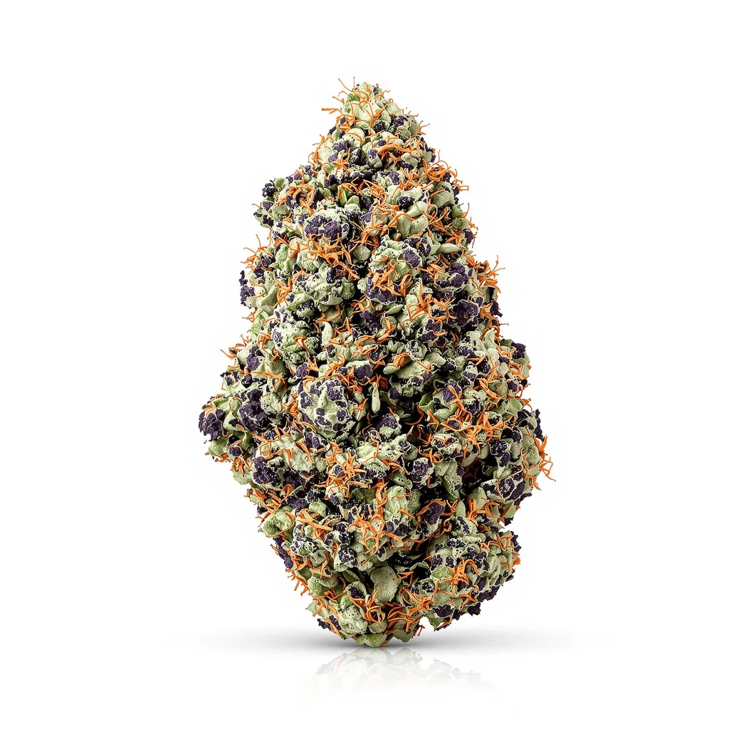 Matanuska Thunder Fuck 77% indica / 23% sativa — fleur avec trichomes visibles