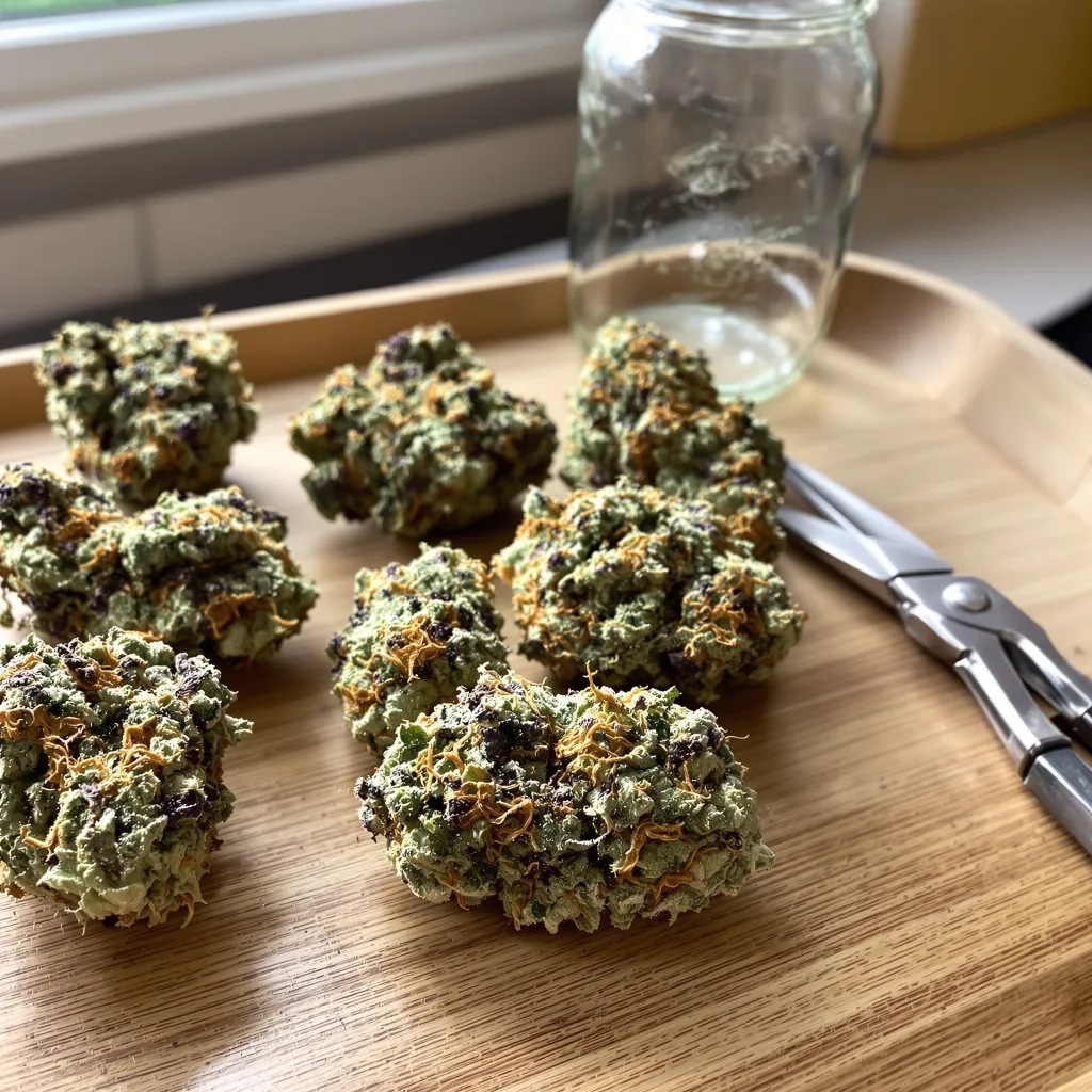 Matanuska Tundra 57% indica / 43% sativa — fleur avec trichomes visibles