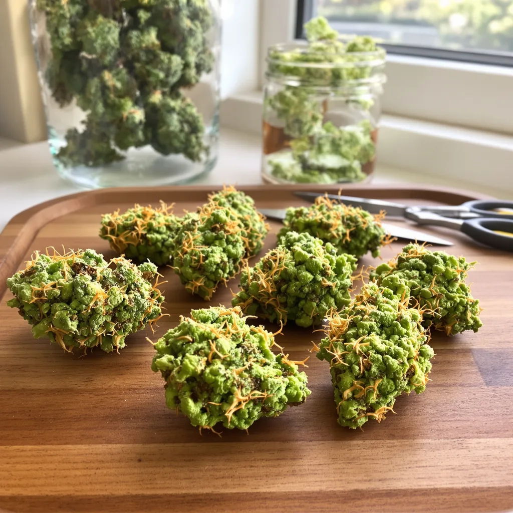 Maui 10% indica / 90% sativa — fleur avec trichomes visibles