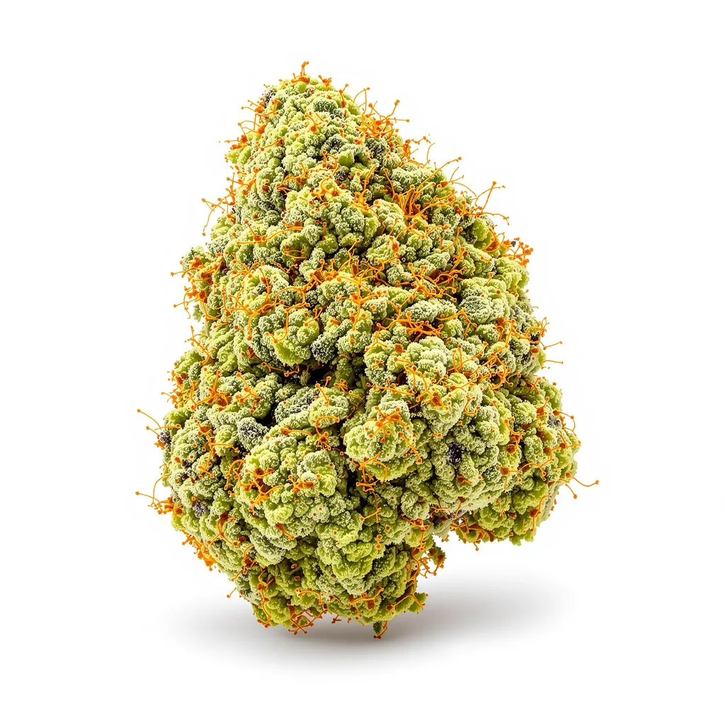 Maui 10% indica / 90% sativa — fleur avec trichomes visibles