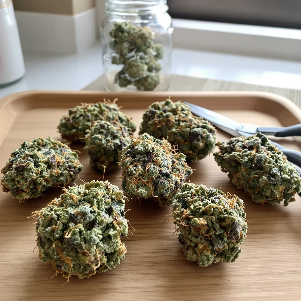 Maui Pineapple Chunk 41% indica / 59% sativa — fleur avec trichomes visibles