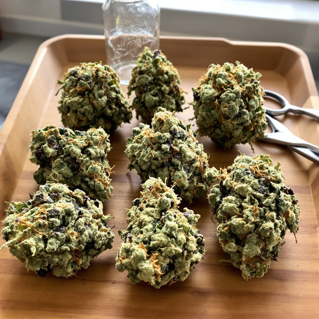 Maui Pineapple Chunk 41% indica / 59% sativa — fleur avec trichomes visibles