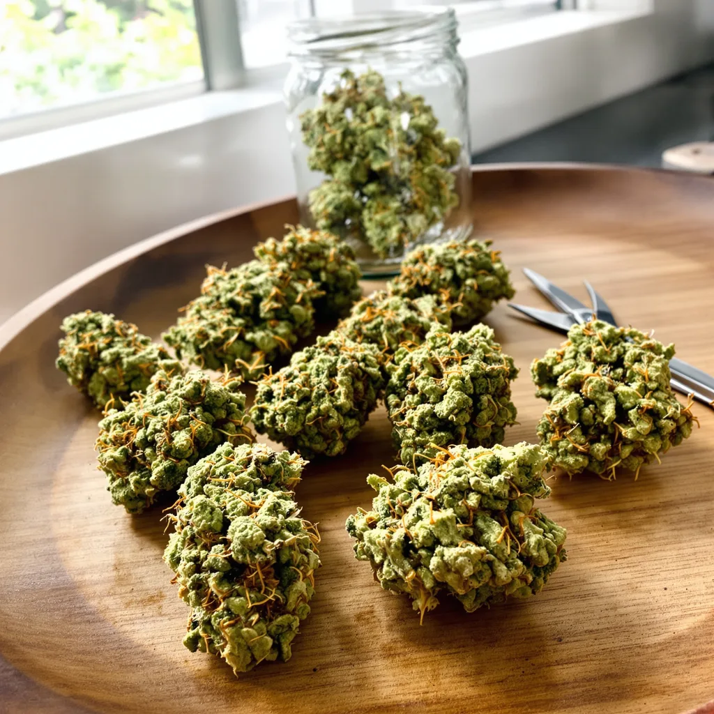 Maui Wowie 20% indica / 80% sativa — fleur avec trichomes visibles