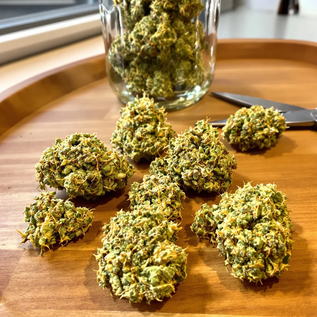 Maui Wowie 20% indica / 80% sativa — fleur avec trichomes visibles