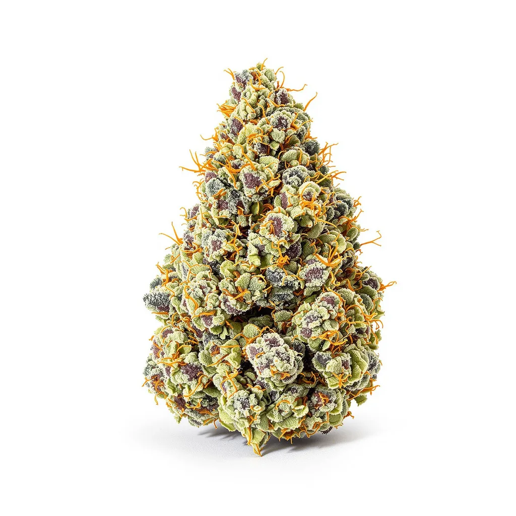 Maxi Gom 54% indica / 46% sativa — fleur avec trichomes visibles