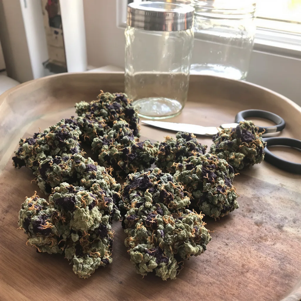 Mazar 73% indica / 27% sativa — fleur avec trichomes visibles