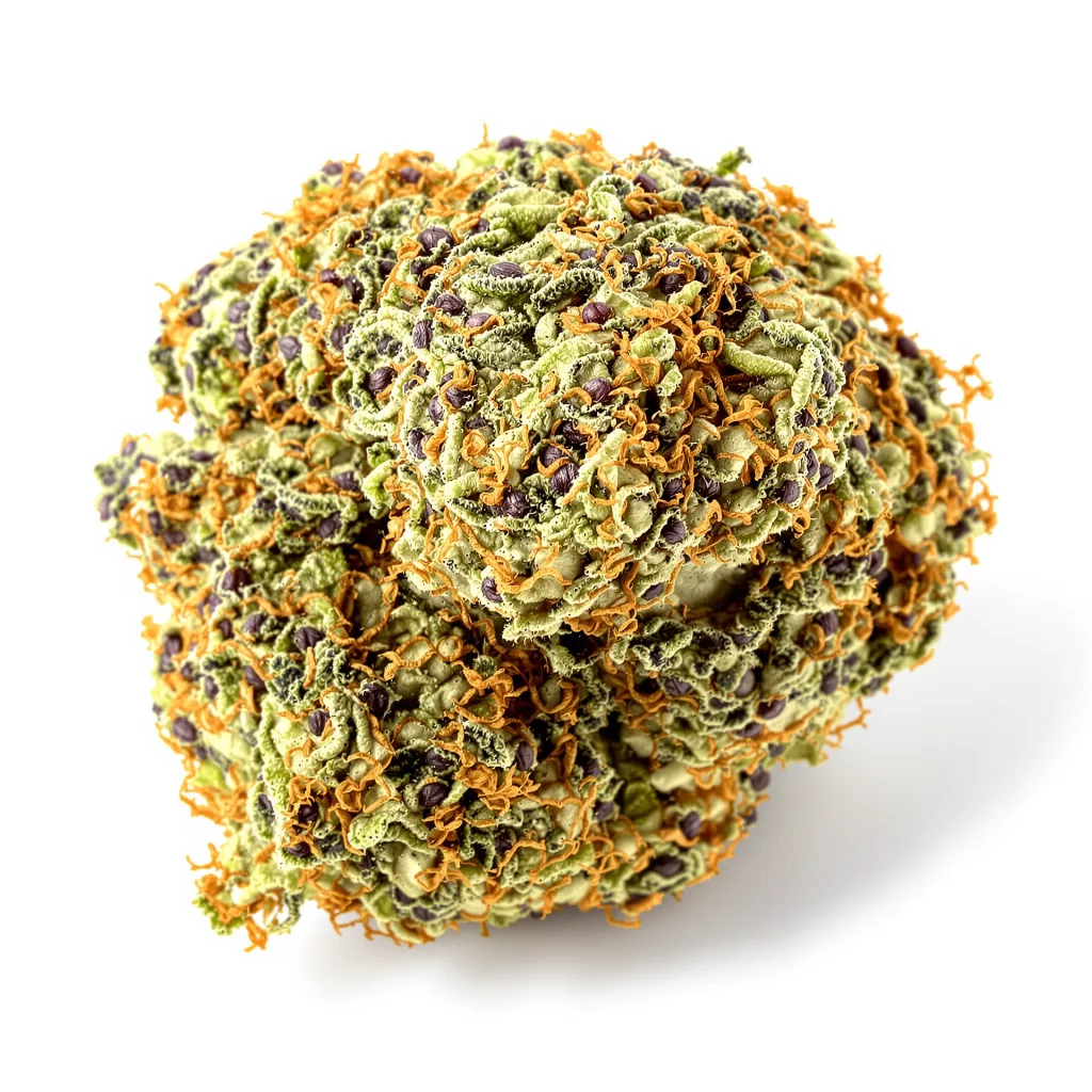 Mazar 73% indica / 27% sativa — fleur avec trichomes visibles