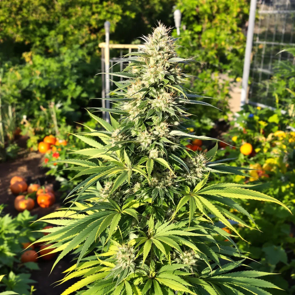 Mazar x Blueberry 39% indica / 61% sativa — fleur avec trichomes visibles