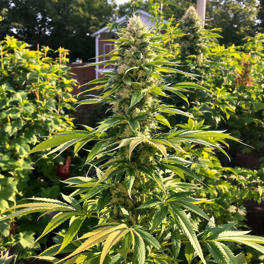 Mazar x Blueberry 39% indica / 61% sativa — fleur avec trichomes visibles