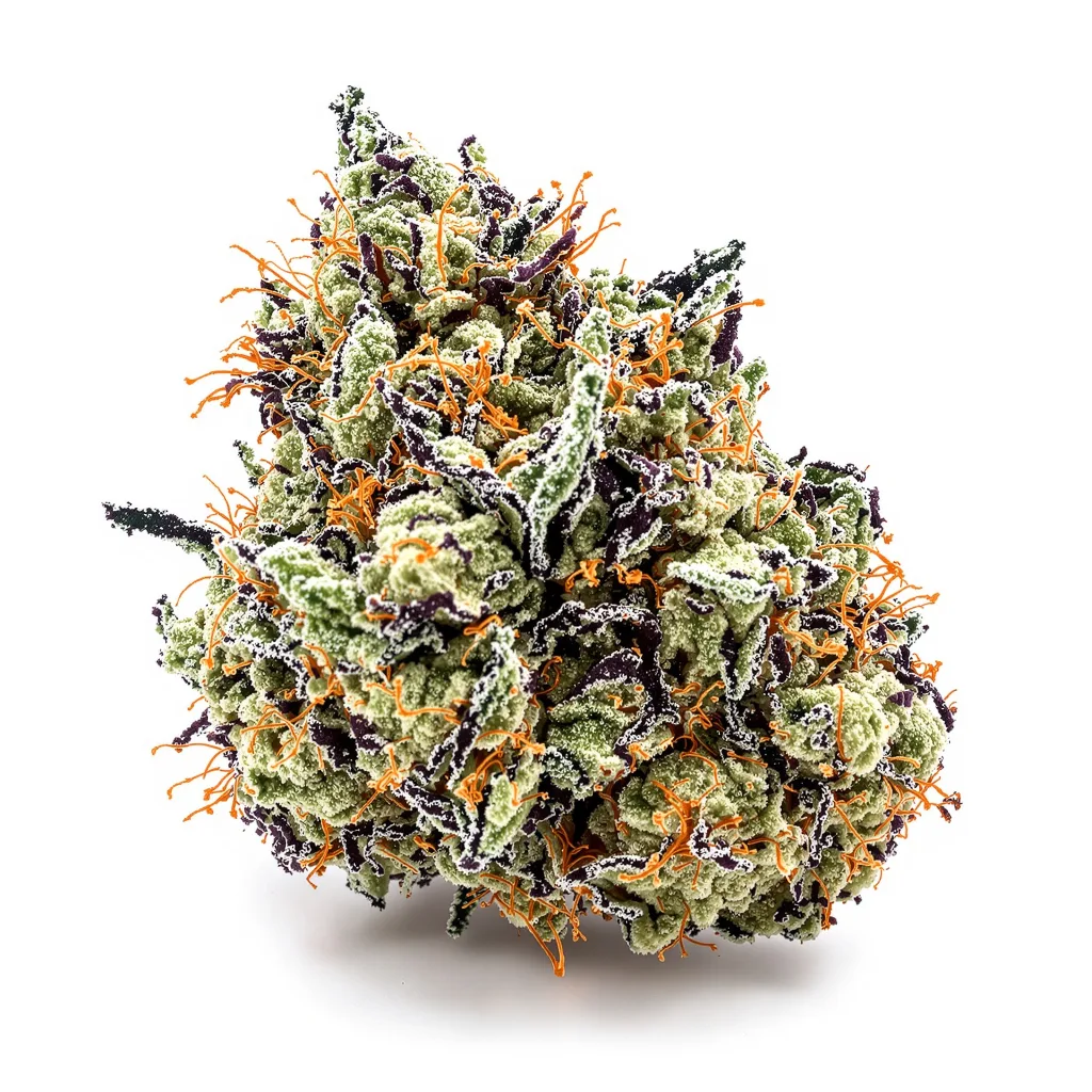Mean Misty 35% indica / 65% sativa — fleur avec trichomes visibles