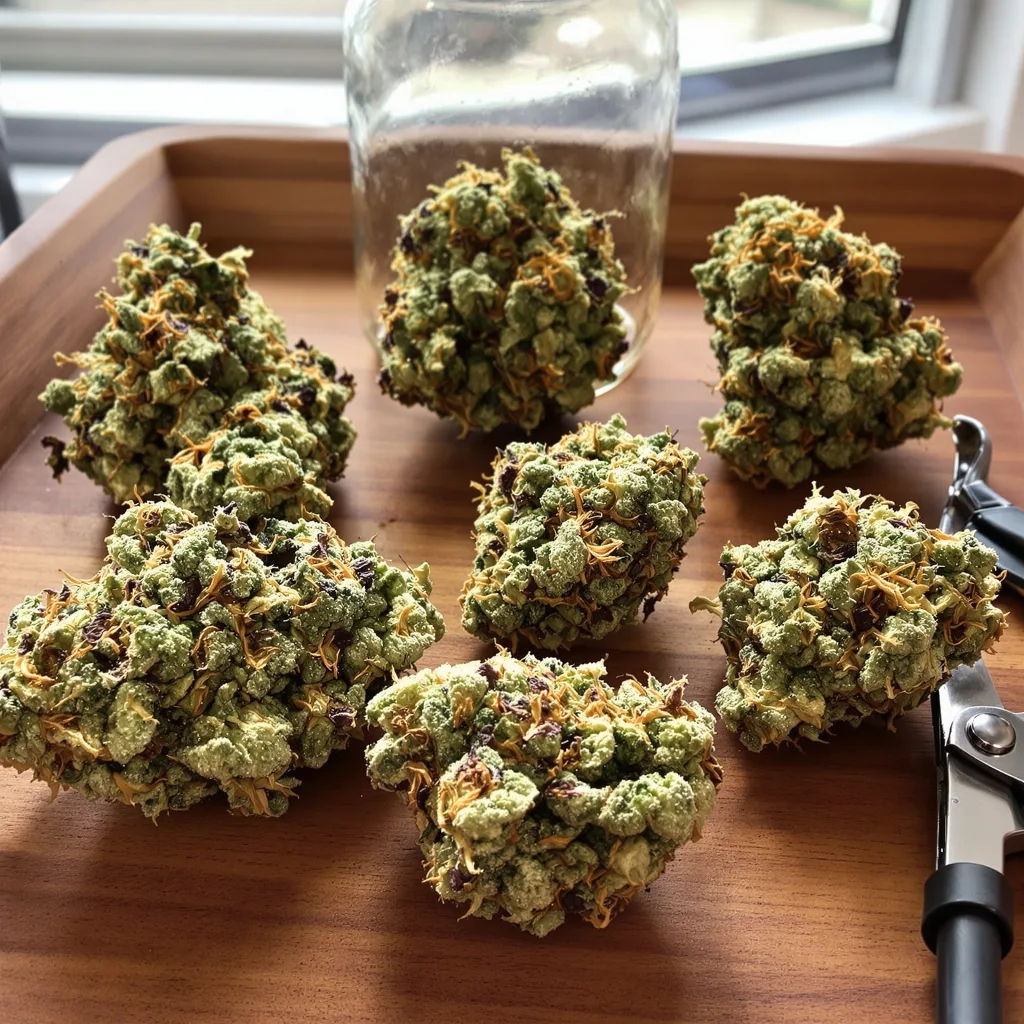 Medibud 60% indica / 40% sativa — fleur avec trichomes visibles