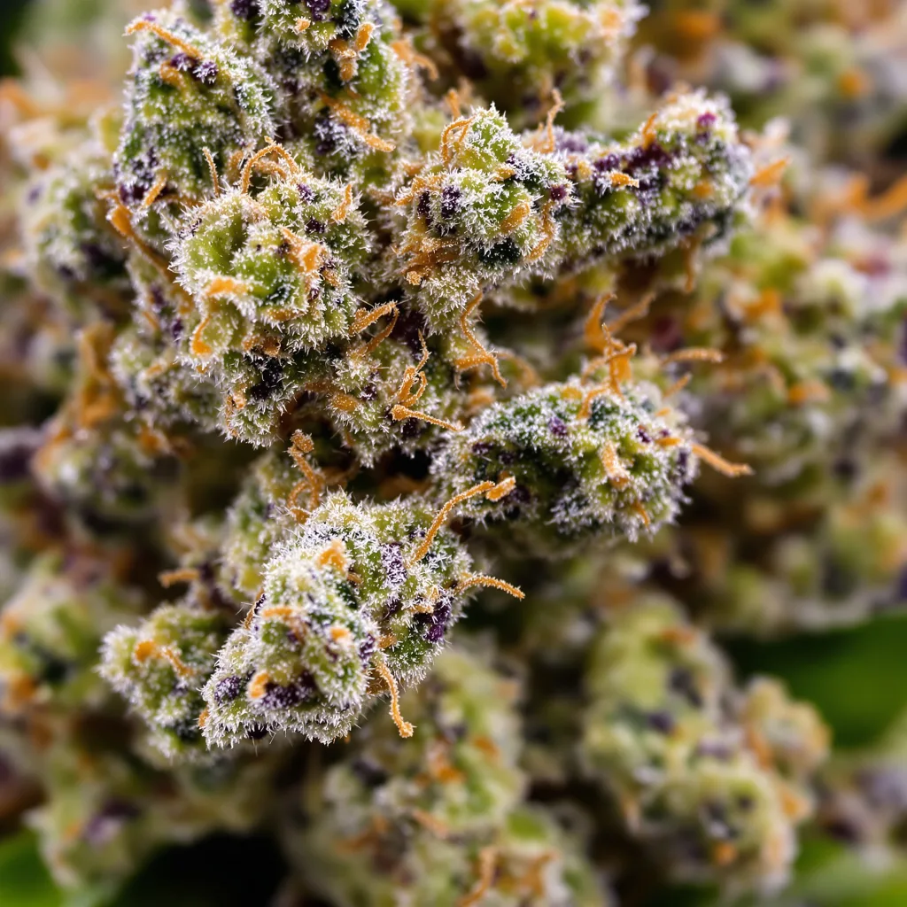 Gros plan de fleur de cannabis Medibud montrant nugs denses vert forêt