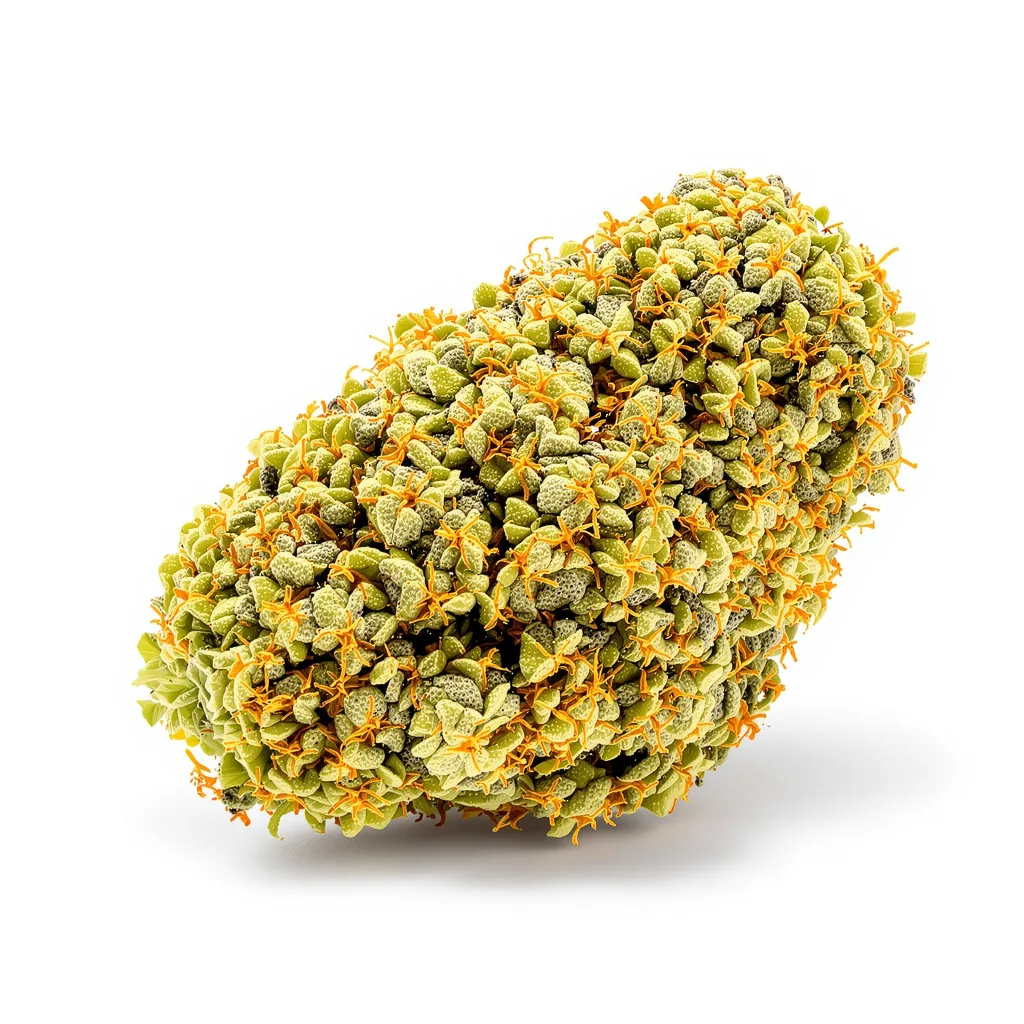 Melonade 17% indica / 83% sativa — fleur avec trichomes visibles