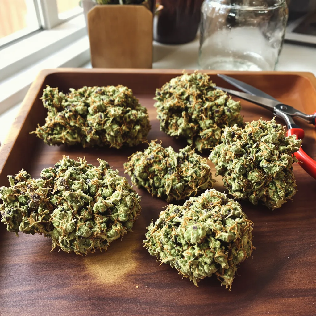 Mendo Breath 60% indica / 30% sativa — fleur avec trichomes visibles