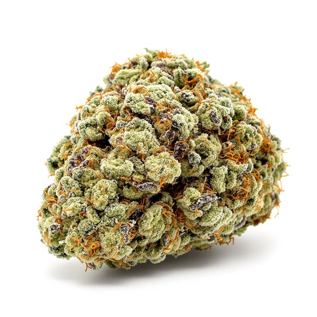 Mendo Breath 60% indica / 30% sativa — fleur avec trichomes visibles
