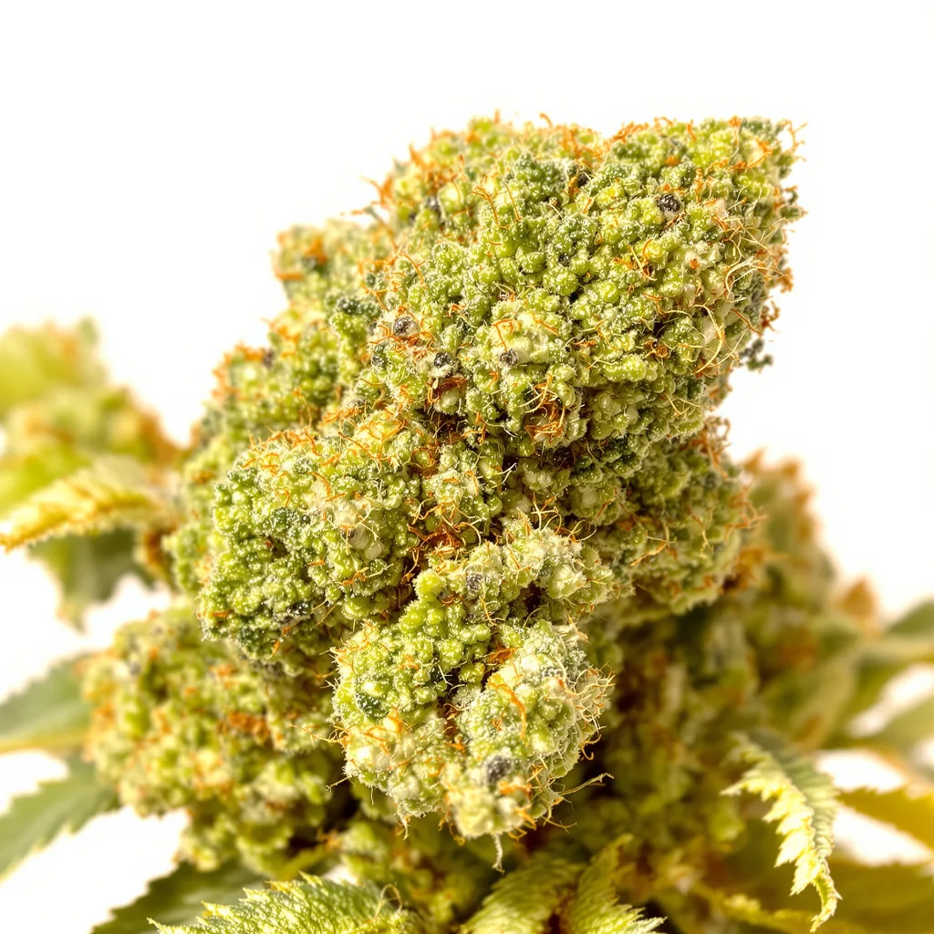 Mickey Kush 25% indica / 75% sativa — fleur avec trichomes visibles