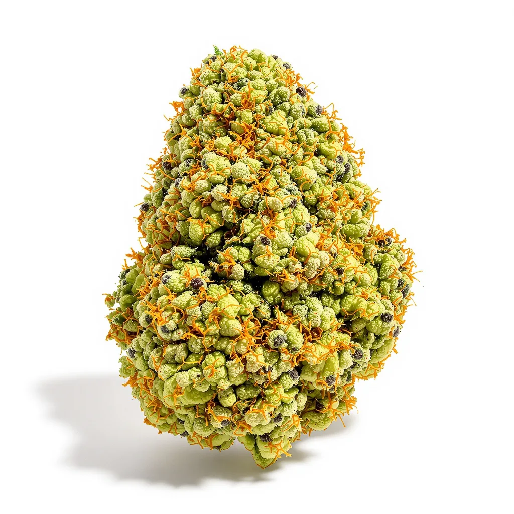 Mimosa 30% indica / 70% sativa — fleur avec trichomes visibles