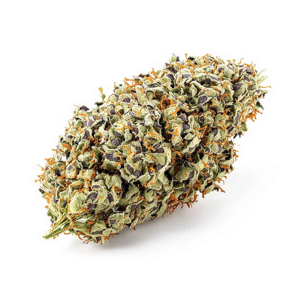 Misty Kush 47% indica / 53% sativa — fleur avec trichomes visibles