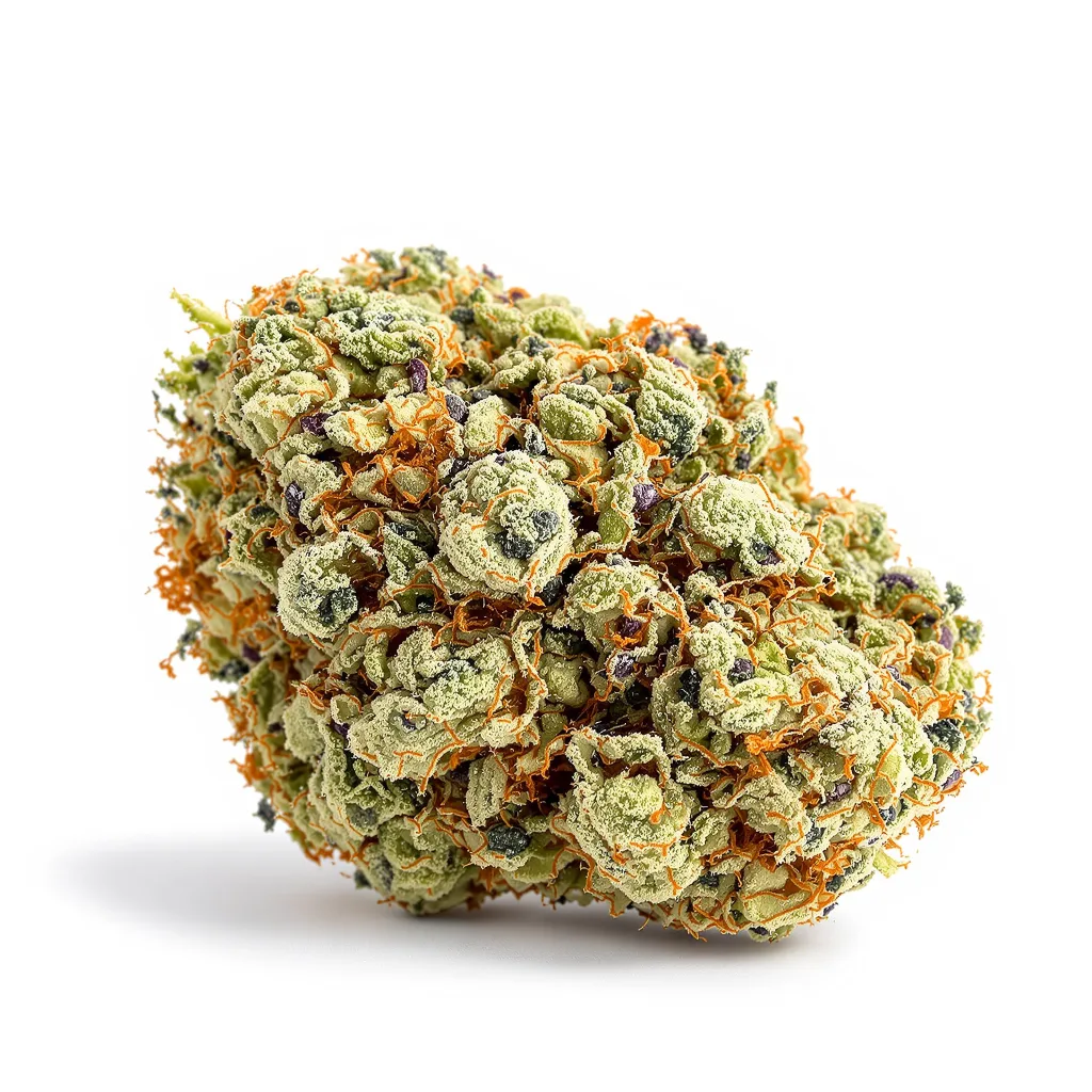 Misty Kush 47% indica / 53% sativa — fleur avec trichomes visibles