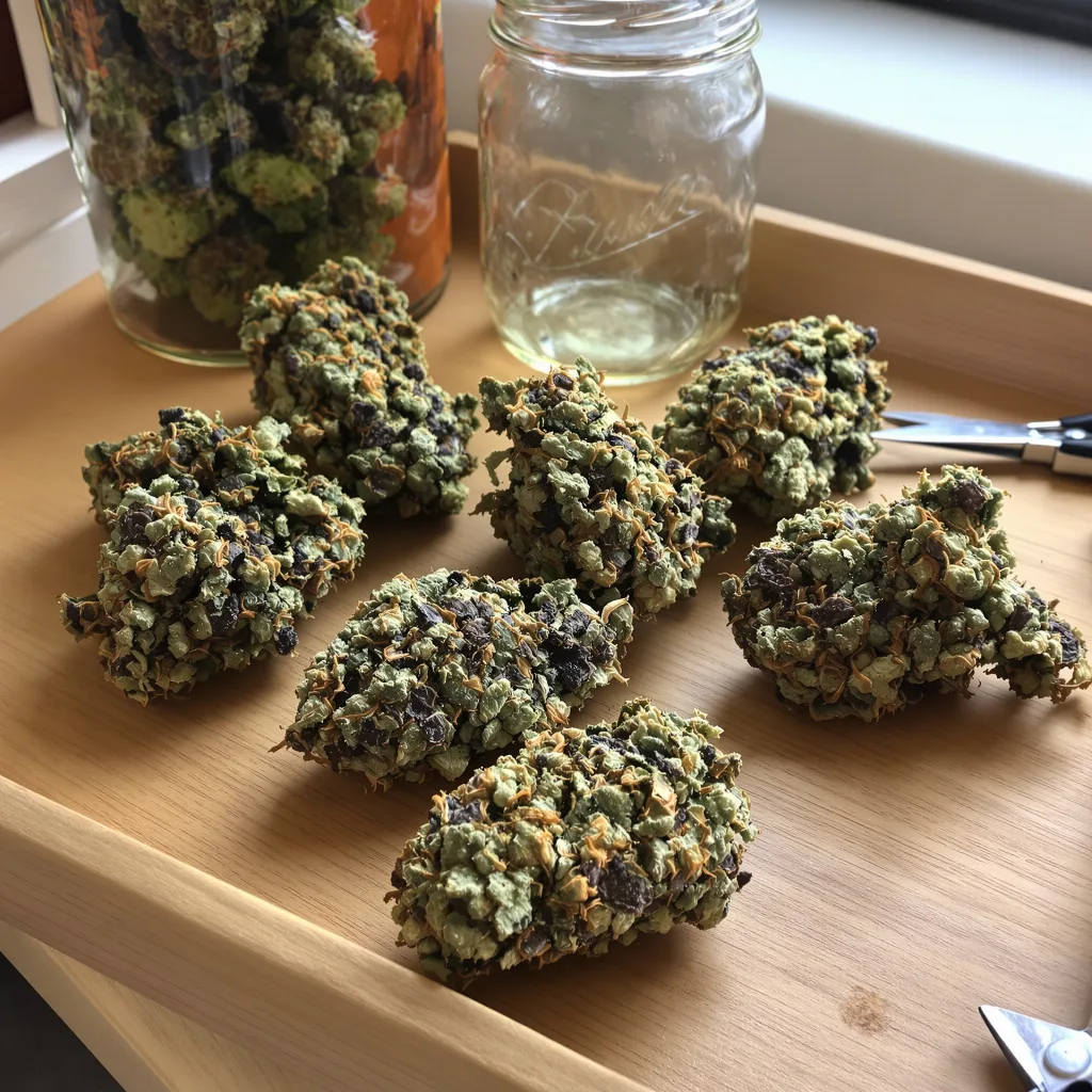 Money Maker 87% indica / 13% sativa — fleur avec trichomes visibles