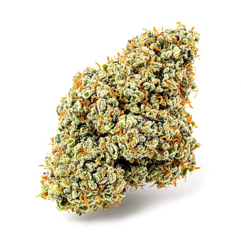 Monkey Berries 35% indica / 65% sativa — fleur avec trichomes visibles