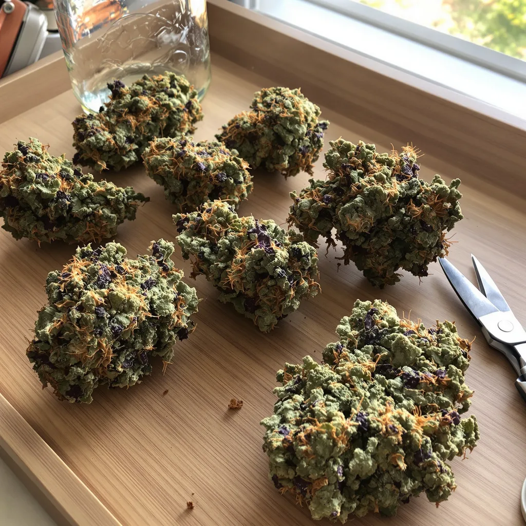 Monster Cookies 80% indica / 20% sativa — fleur avec trichomes visibles