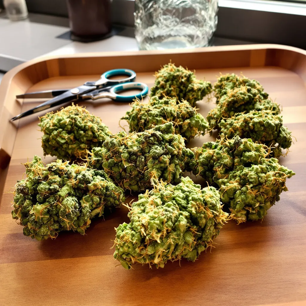 Montana Silvertip 25% indica / 75% sativa — fleur avec trichomes visibles