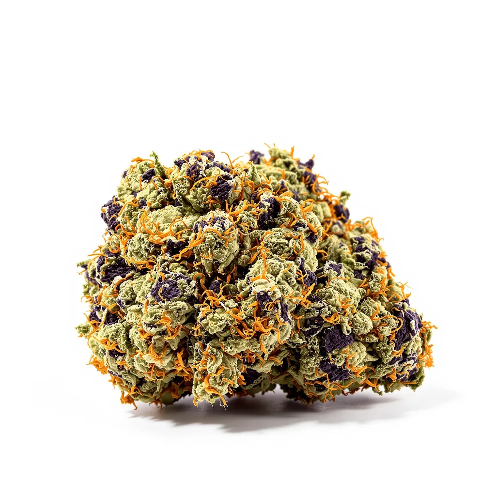 Mother of Berries 82% indica / 18% sativa — fleur avec trichomes visibles