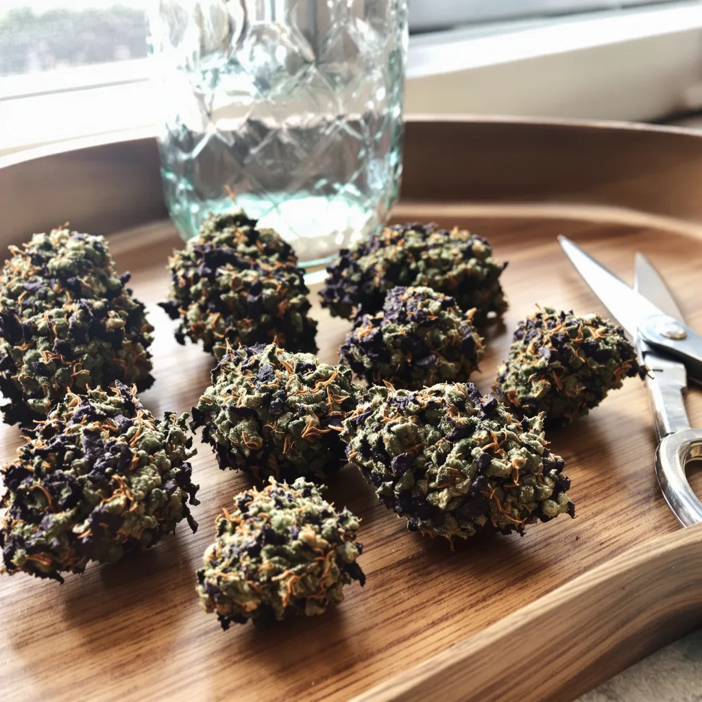 Mr. Nice 68% indica / 32% sativa — fleur avec trichomes visibles