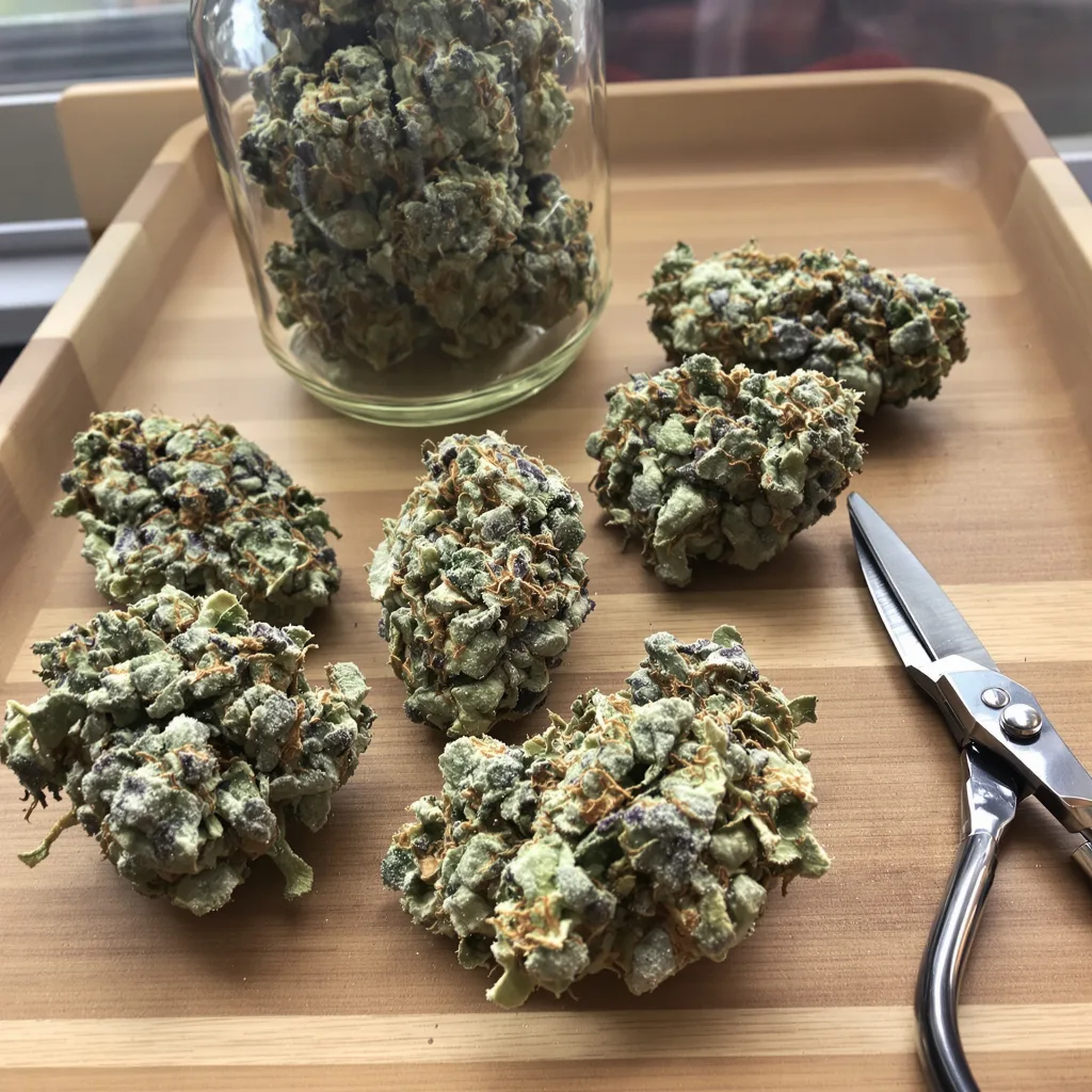 Ms. Universe 43% indica / 57% sativa — fleur avec trichomes visibles