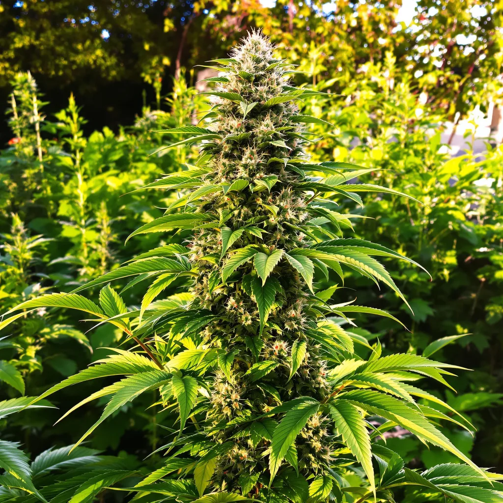 Mt. Rainier 43% indica / 57% sativa — fleur avec trichomes visibles
