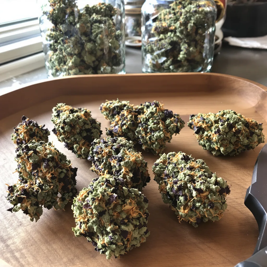 Neptune OG 76% indica / 24% sativa — fleur avec trichomes visibles