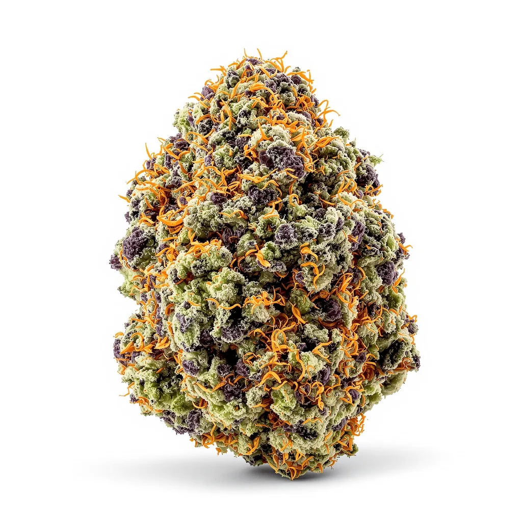 Neptune OG 76% indica / 24% sativa — fleur avec trichomes visibles