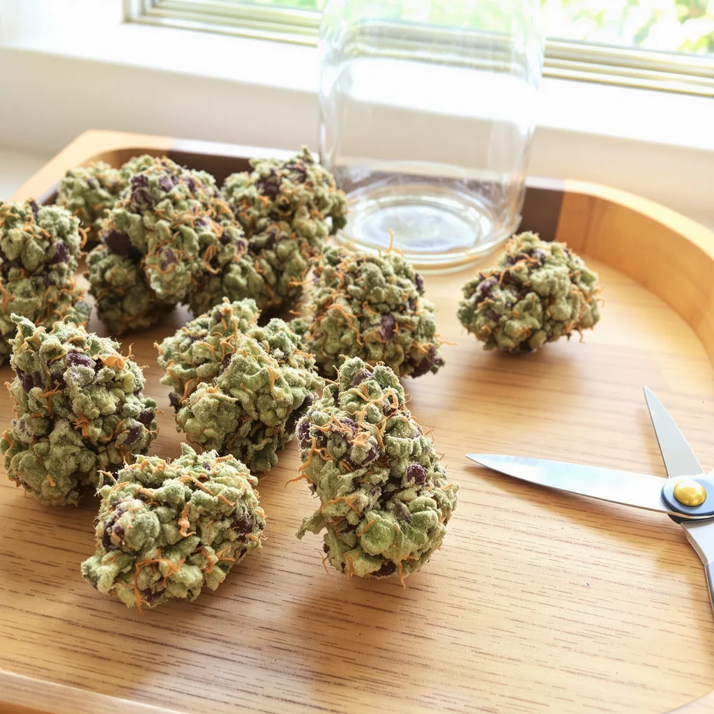 Nordle 60% indica / 40% sativa — fleur avec trichomes visibles
