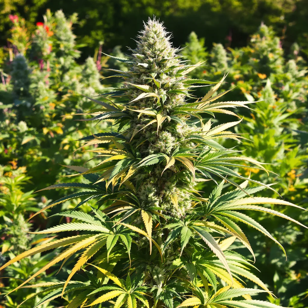 Nordle 60% indica / 40% sativa — fleur avec trichomes visibles