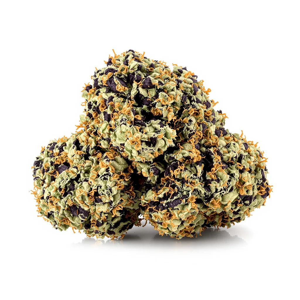 North American 78% indica / 22% sativa — fleur avec trichomes visibles