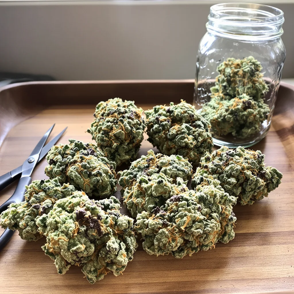 Northern Cream 64% indica / 36% sativa — fleur avec trichomes visibles