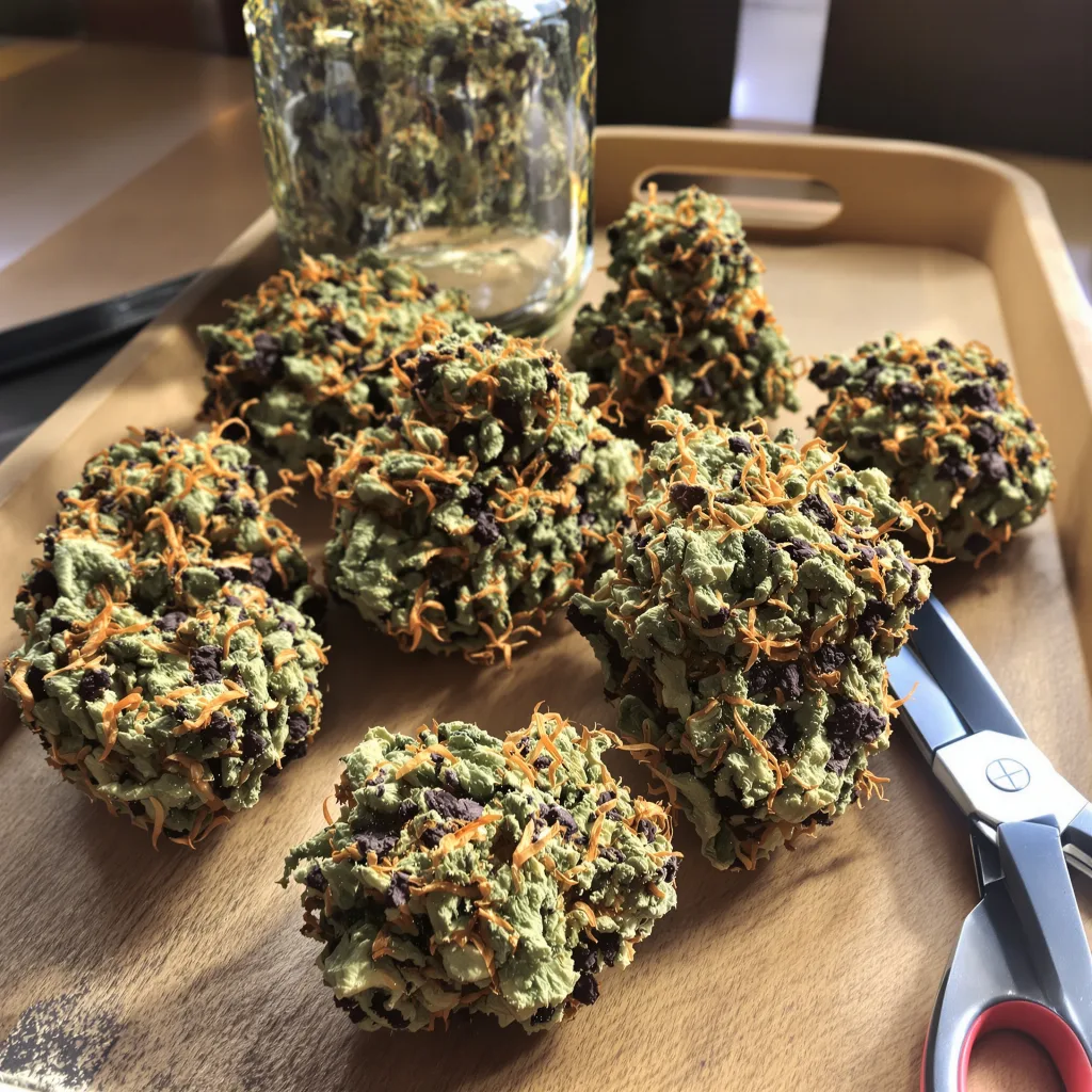 Nutter 65% indica / 35% sativa — fleur avec trichomes visibles
