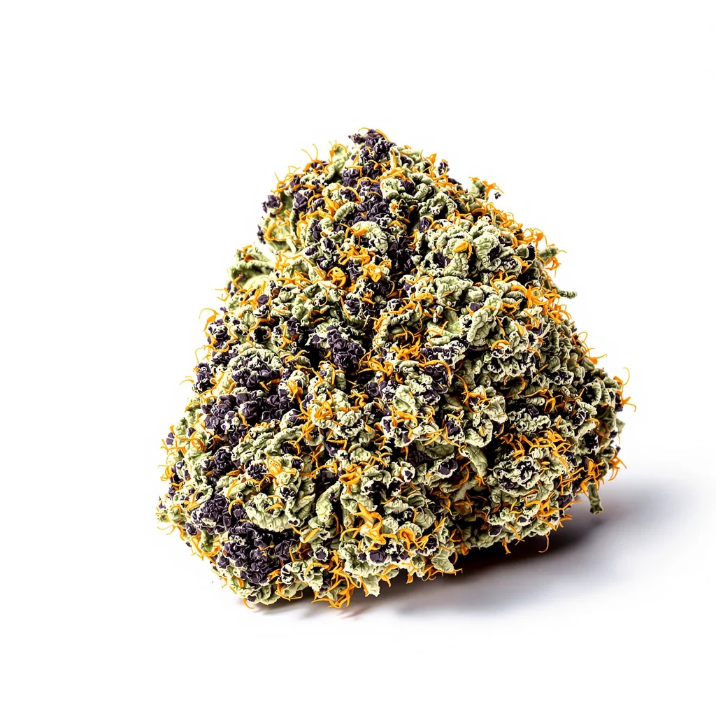 Nutter 65% indica / 35% sativa — fleur avec trichomes visibles