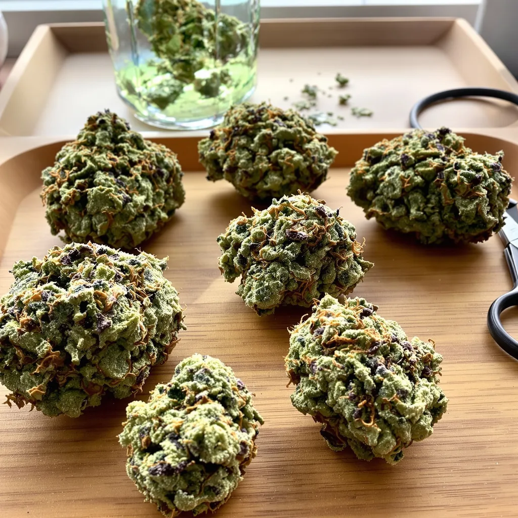 NYC Diesel 40% indica / 60% sativa — fleur avec trichomes visibles
