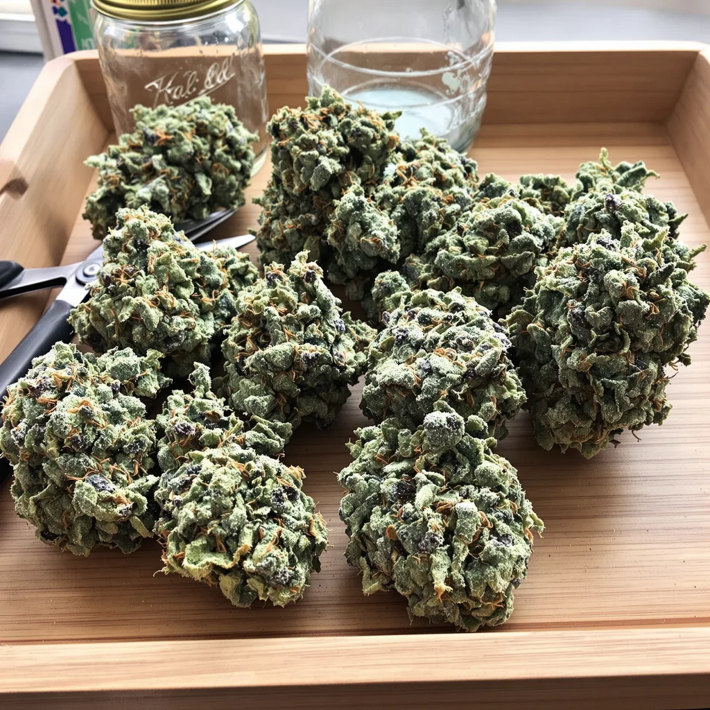 NYC Diesel 40% indica / 60% sativa — fleur avec trichomes visibles