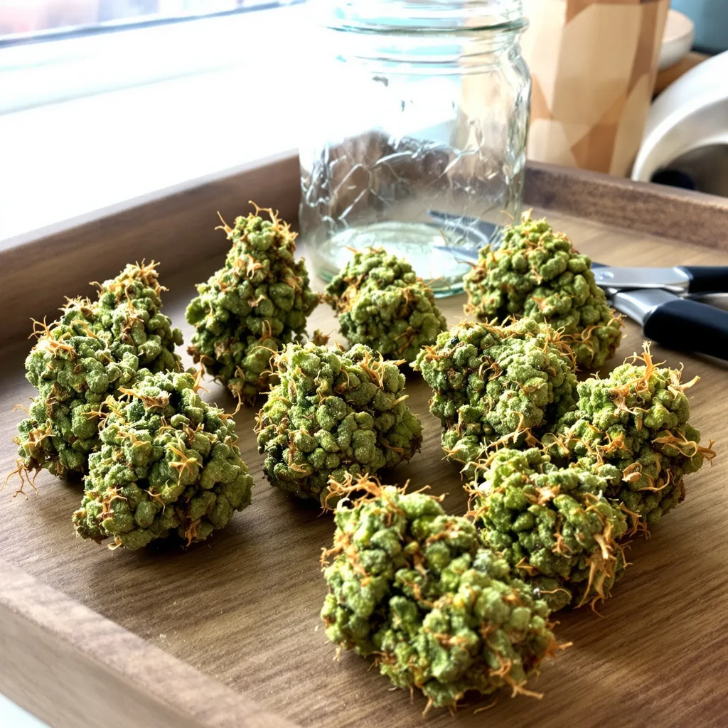 NYC Sour Diesel 11% indica / 89% sativa — fleur avec trichomes visibles