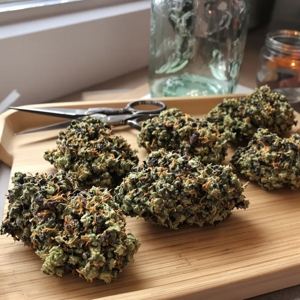 Obama Kush 74% indica / 26% sativa — fleur avec trichomes visibles