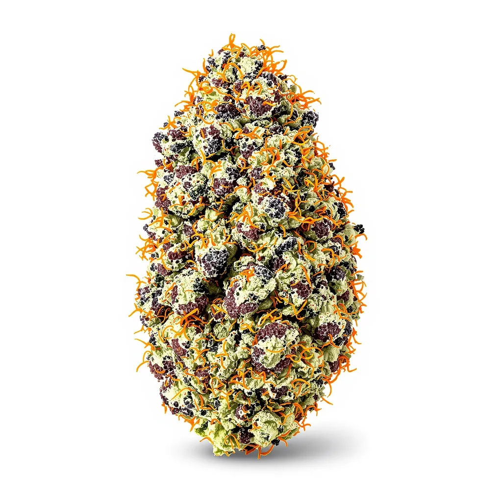 Obama Kush 74% indica / 26% sativa — fleur avec trichomes visibles