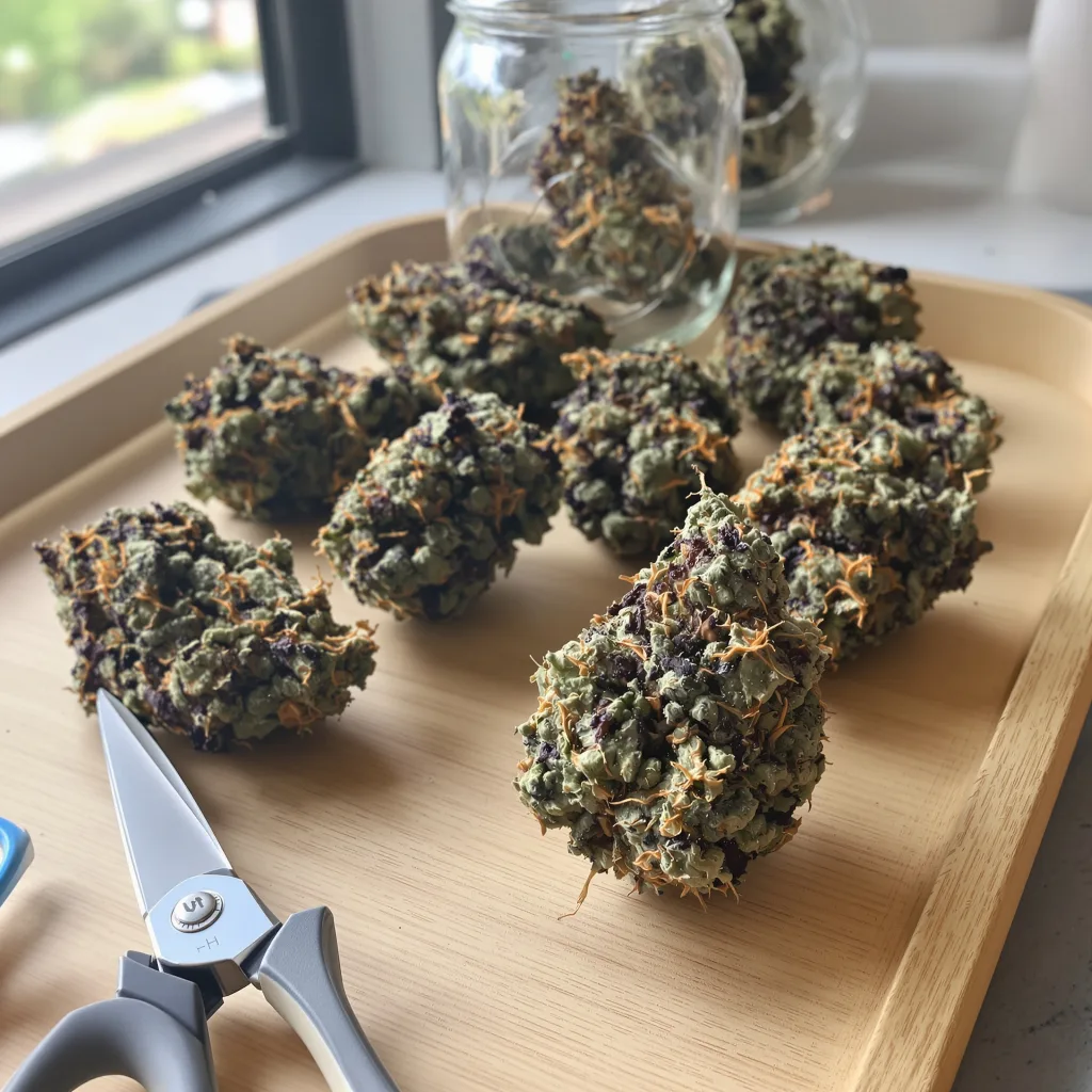 Obama Kush 74% indica / 26% sativa — fleur avec trichomes visibles