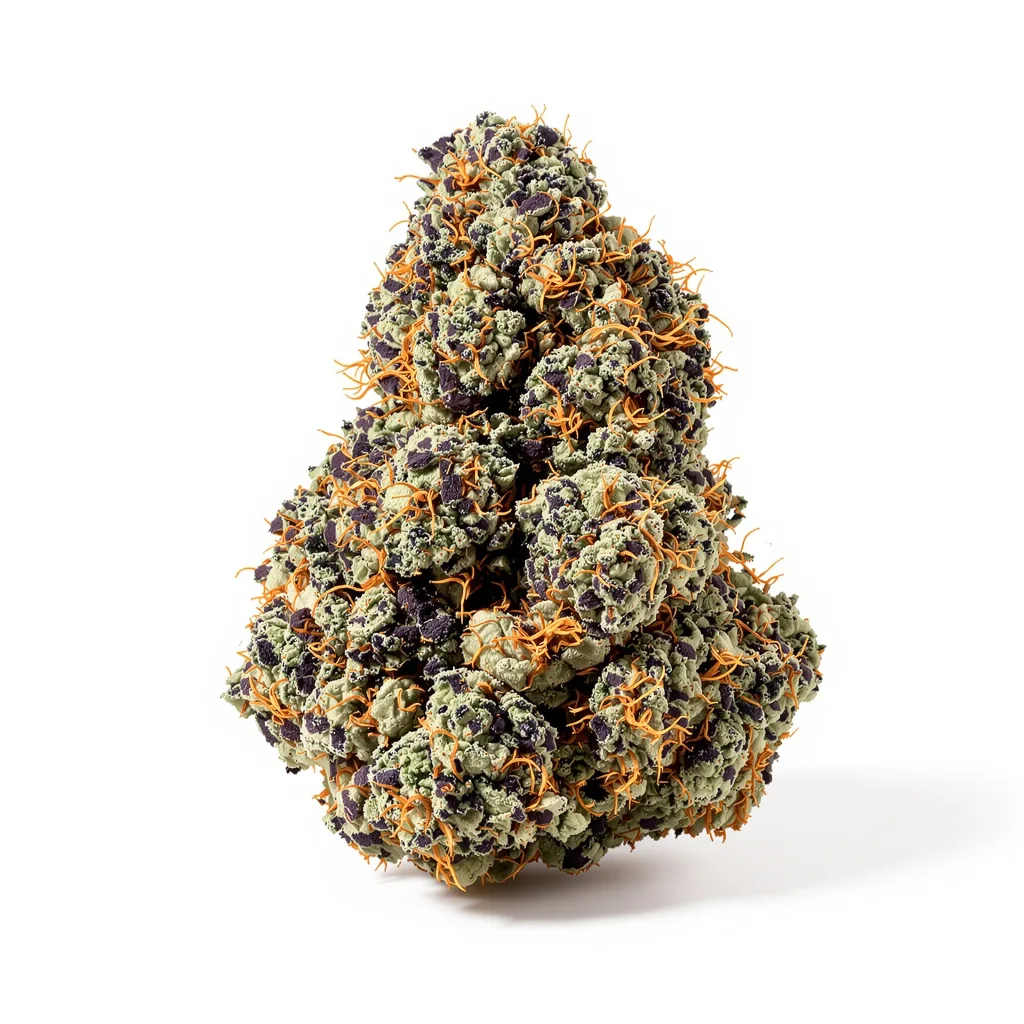 OG Cheese 75% indica / 25% sativa — fleur avec trichomes visibles