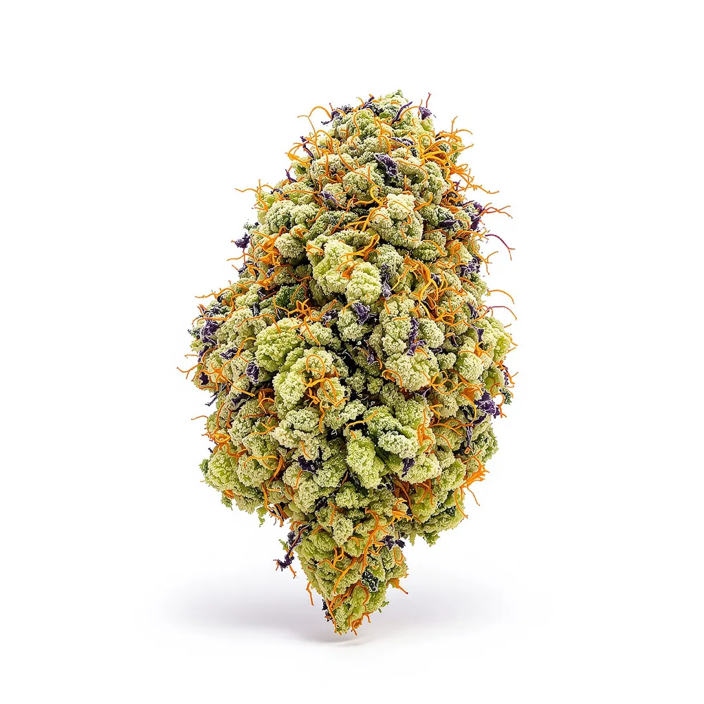 OG Diesel Kush 35% indica / 65% sativa — fleur avec trichomes visibles