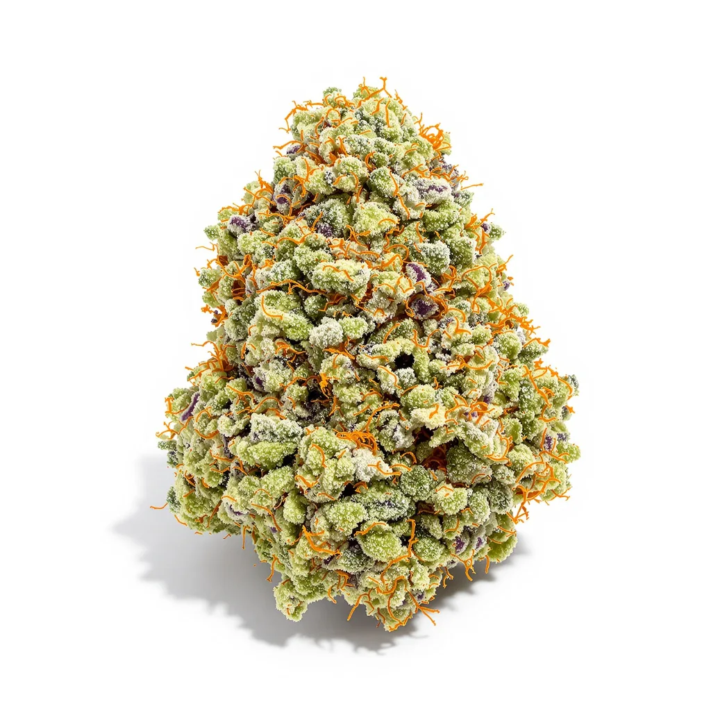 OG Kush 55% indica / 45% sativa — fleur avec trichomes visibles