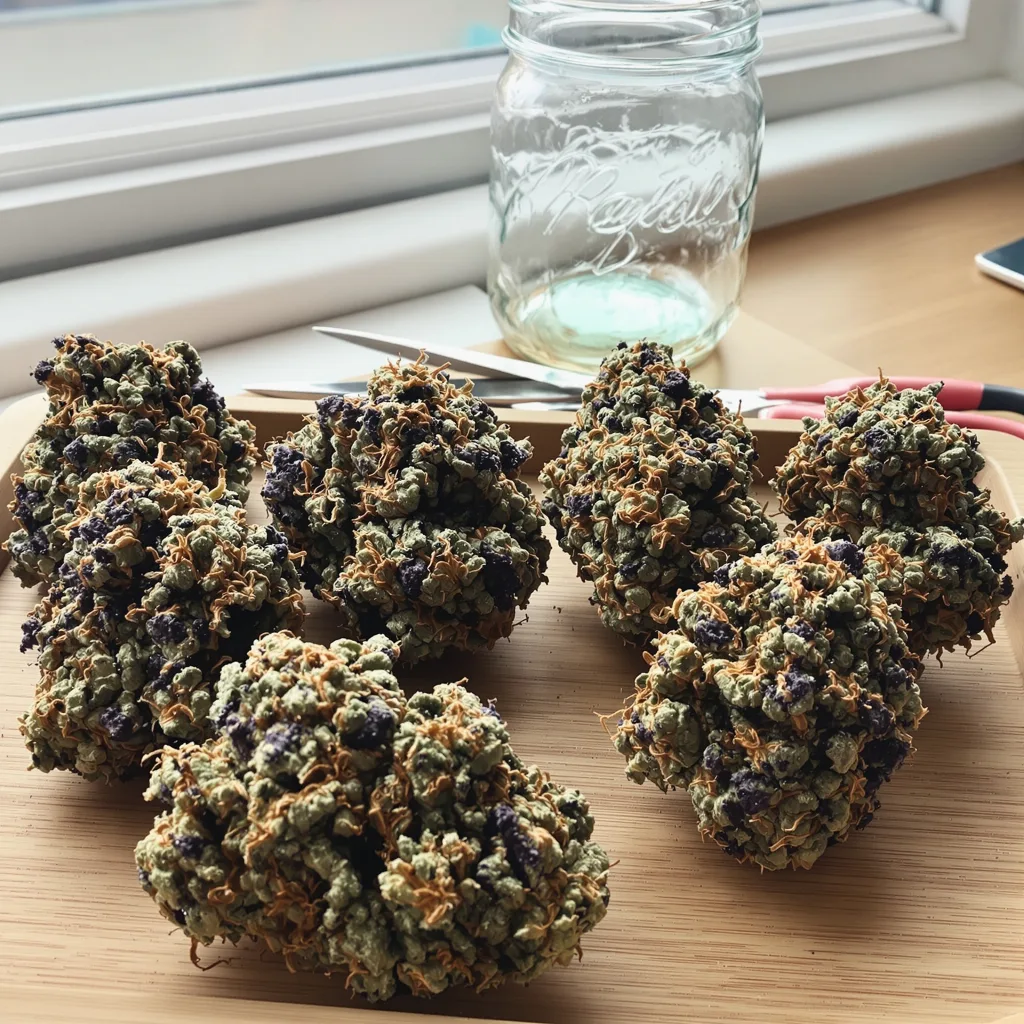 OG Los Angeles Kush 69% indica / 31% sativa — fleur avec trichomes visibles