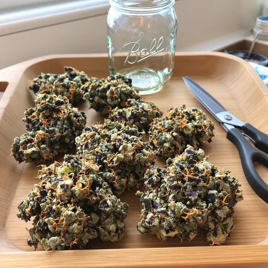 OG's Pearl 73% indica / 27% sativa — fleur avec trichomes visibles